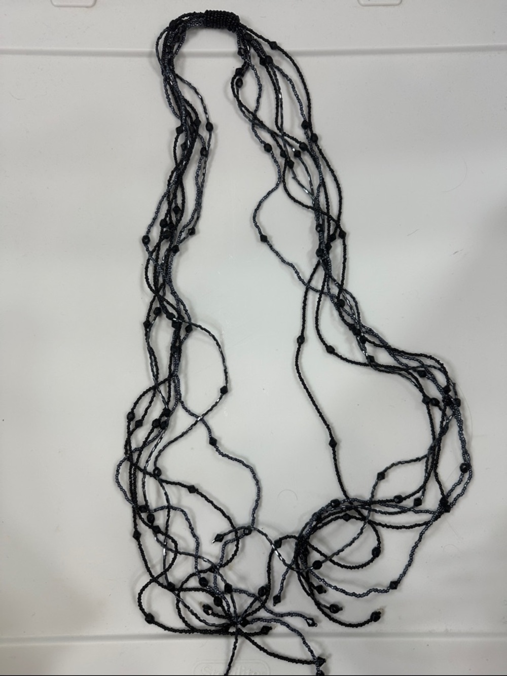 Multi-Strand Black Beaded Necklace